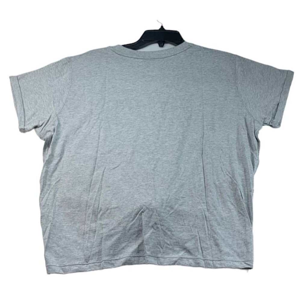 DKNY Shirt Womens Size Large Gray Short Sleeve Front Twisted Knot Sport New - Picture 2 of 7